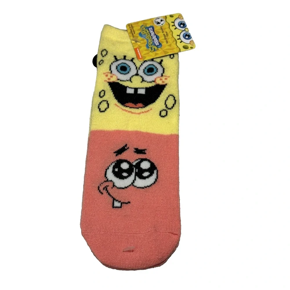 nickelodeon spongebob square pants 1‎ pair womens no show socks size 4-10